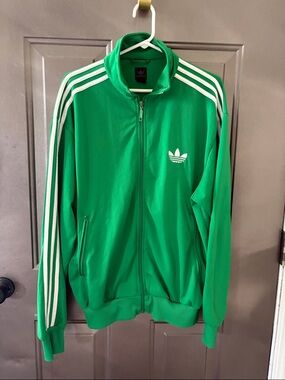 adidas Originals Kelly Green Track Jacket with White Stripes